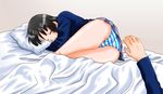  akiyama_mio bad_id bad_pixiv_id bed closed_eyes k-on! long_hair panties school_uniform sleeping solo striped striped_panties udon_(shiratama) underwear 