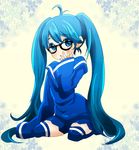  ahoge bespectacled glasses imaichi_moenai_ko kobe_shinbun oden_(saketoba) parody school_uniform sitting solo thighhighs 