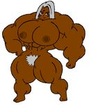  aa_megami-sama abs big_breasts dark_skin gray_hair muscle muscles muscular muscular_female nipples pubic_hair urd 