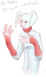  fingerless_gloves lagomorph male nitrogen rabbit solo topless 