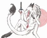  blood catwolf clitoris female nude prehensile_clitoral_hood pussy sergal solo sword weapon 