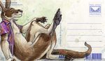  blotch bottomless dog&#039;s_days_of_summer jack_(blotch) kangaroo male marsupial open_shirt postcard sheath solo 