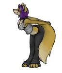  breasts canine chest_tuft cleavage clothed clothing female fluffy_tail fox fur geena_gonorah hair ipoke mammal pants plain_background purple_eyes purple_hair shirt solo tank_top tuft white_background 