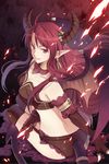  demon demon_girl earrings elbow_gloves gloves horns jewelry laevateinn long_hair lowres pointy_ears red_eyes red_hair rednian solo succubus sword_girls tail wings 