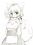  animal_ears breasts detached_sleeves furrification furry hat inubashiri_momiji large_breasts monochrome no_humans shinobe solo tail tokin_hat touhou wolf_ears wolf_tail 