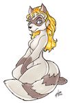  anthro blonde_hair breasts caliosidhe female hair mammal plain_background raccoon solo white_background 