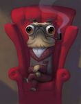  :( armchair artsammich canine classy crossed_legs dog dressing_gown eye frown male mammal pipe pug serious_business sitting smoking solo unknown_artist 