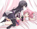  2girls akemi_homura black_hair kaname_madoka mahou_shoujo_madoka_magica pink_hair tagme_(artist) 