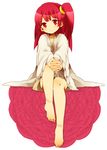  bad_id bad_pixiv_id barefoot feet hands_clasped leg_up legs magi_the_labyrinth_of_magic morgiana one_side_up own_hands_together red_eyes red_hair solo 