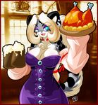  anthro breasts chalo chest_tuft cleavage clothed clothing collar feline female food fur leopard mammal tail tuft 