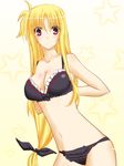  bad_id bad_pixiv_id black_bra black_panties blonde_hair blush bra breasts cleavage fate_testarossa hair_ribbon large_breasts lingerie long_hair low-tied_long_hair lyrical_nanoha mahou_shoujo_lyrical_nanoha nanakusa_amane panties red_eyes ribbon solo underwear underwear_only very_long_hair 