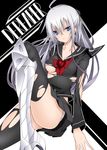  areola_slip areolae blue_eyes daive dereaper long_hair original school_uniform silver_hair solo thighhighs torn_clothes torn_legwear 