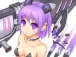  android bad_id bad_pixiv_id bare_shoulders caseal choker original pasties phantasy_star phantasy_star_portable_2 picolumi purple_eyes purple_hair short_hair solo weapon 