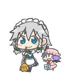  bad_id bad_pixiv_id bat_wings blue_eyes blue_hair blush braid broom chibi izayoi_sakuya lowres maid morunyau multiple_girls remilia_scarlet silver_hair smile touhou trash_can twin_braids wings 