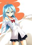  blue_eyes blue_hair bow denpa_onna_to_seishun_otoko long_hair natuki_touji skirt smile solo touwa_erio 