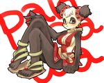  anthro bear blush breasts cleavage clothed clothing dofus english_text erect_nipple female furry japanese_clothes looking_at_viewer maitou mammal panda pandawa pinup pose shoes sitting skimpy smile solo text wakfu 