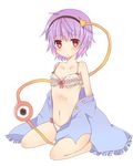  bad_id bad_pixiv_id blush bra eyeball ichihashi komeiji_satori lingerie looking_at_viewer navel off_shoulder open_clothes open_shirt panties pink_hair polka_dot polka_dot_bra polka_dot_panties red_eyes shirt sitting solo third_eye touhou underwear underwear_only wariza 