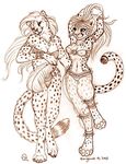  2003 bikini cheetah collaboration couple dancing dark_natasha feather feline female harem silks skimpy xianjaguar 