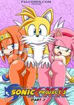  all_fours amy_rose anus broken_fox butt canine female fox kitsune looking_at_viewer male miles_prower mobian multiple_tails nude palcomix pink pussy raised_tail sonic_(series) tail threesome tongue 