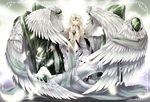  blonde_hair celestial_stones creature jewelry lamia long_hair monster_girl multiple_wings personification seraph seraphinite snake_boy solo tatsuki_maki topless wings 