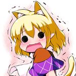  animal_ears blonde_hair cat_ears cat_tail chibi extra_ears fang hoshizuki_(seigetsu) kemonomimi_mode mizuhashi_parsee open_mouth puru-see scarf solo tail touhou trembling 