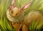  belsevuka cute eevee female grass nintendo pok&#233;mon pok&#233;morph pok&eacute;mon pok&eacute;morph ribbons solo video_games 