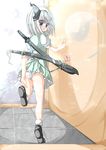  absurdres ass bad_id bad_pixiv_id blue_eyes blush from_behind ghost highres hitodama katana konpaku_youmu konpaku_youmu_(ghost) looking_back panties ribbon scabbard see-through sheath sheathed short_hair silver_hair solo sword tabuchi_(tabuchisanchi) tassel touhou underwear weapon white_panties 