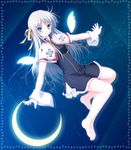  bad_id bad_pixiv_id bangs barefoot blue_eyes capelet crescent_moon feet hair_ribbon highres long_hair looking_at_viewer moon night night_sky original ribbon short_sleeves sky solo white_hair wings yuunagi_yuu 