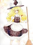  bad_id bad_pixiv_id blonde_hair broom hat kirisame_marisa one_eye_closed solo touhou witch_hat yellow_eyes yutsumoe 