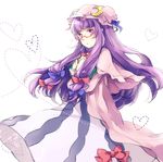  bad_id bad_pixiv_id bespectacled bow crescent glasses hair_bow hat heart long_hair patchouli_knowledge purple_eyes purple_hair reika_(clovia_studio) simple_background solo touhou 