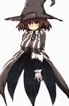  blush breasts brown_eyes cowl gloves hat highres houshin_engi invisible kinkouseiba large_breasts md5_mismatch purple_hair short_hair solo tokyo_(great_akuta) witch_hat 