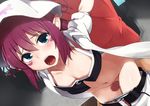  arm_grab bent_over blush flat_chest green_eyes hat merry_nightmare open_mouth penis purple_hair thigh_sex thighs yumekui_merry 