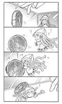  4koma comic fingers greyscale ikamusume kamen_rider kamen_rider_ooo_(series) mini-ikamusume minigirl monochrome o_medal shinryaku!_ikamusume silent_comic wakabayashi_makoto 