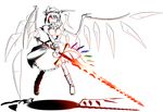  alternate_breast_size breasts flandre_scarlet glowing glowing_eyes hat laevatein large_breasts partially_colored side_ponytail solo sword taiga_isaka touhou weapon wings 