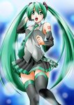  bad_id bad_pixiv_id detached_sleeves green_eyes green_hair hatsune_miku headset long_hair necktie open_mouth panties pantyshot skirt solo sumeragi_tomo thighhighs twintails underwear very_long_hair vocaloid 