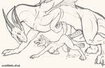  2006 all_fours ass_up breasts canine couple cum cum_pool dog doggy_position dragon erection female glans hair horns husky it&#039;ll_never_fit male nipples nude onissarle ouch penis scalie sex size_difference sketch straight tail 