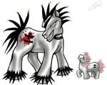  bell bells black_hair bleach crossover equine evil_grin female hair horse kenpachi kenpachi_zaraki male mammal my_little_pony nothing_is_sacred pink_hair plain_background pony slasher_smile smile unknown_artist white_background yachiru 