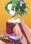  bad_id bad_pixiv_id blue_eyes cape collarbone earrings elbow_gloves final_fantasy final_fantasy_vi gloves green_hair jewelry minoa_(lastswallow) ponytail sash solo sword tina_branford weapon 