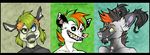  black_hair gold_tooth green_hair hair heterochromia holly_massey looking_at_viewer mohawk orange_hair piercing possum seux skihi smile tapir teeth virginia_opossum yellow_eyes 