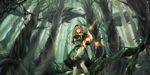  bad_id bad_pixiv_id banned_artist blonde_hair dress forest lantern long_hair nature original seafh solo surreal tree whale yellow_eyes 