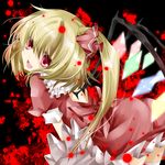  bad_id bad_pixiv_id blonde_hair fangs flandre_scarlet nanase_nao no_hat no_headwear open_mouth red_eyes side_ponytail solo touhou wings 