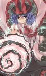  bad_id bad_pixiv_id blue_eyes electricity hat hat_ribbon lockheart nagae_iku purple_hair ribbon shawl short_hair solo touhou 