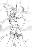  cables erin_english feline female lynx midriff pancheir piercing raised_arm sketch solo 