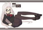  absurdres animal_ears black_legwear cat_ears glasses highres long_hair mary_janes original oza_watto pantyhose school_uniform shoes solo thighband_pantyhose 