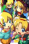  akechi_kokoro animal_ears anyamal_tantei_kirumin_zoo blonde_hair blue_eyes color_connection drill_hair hair_color_connection hatori_kanon iken jewelpet_(series) jewelpet_twinkle lilpri look-alike miria_marigold_mackenzie multiple_girls short_hair skirt takashiro_reira tantei_opera_milky_holmes 