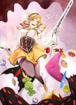  bad_id bad_pixiv_id beret blonde_hair charlotte_(madoka_magica) drill_hair dual_wielding gun hat holding ki_(vicolor) light_particles long_hair magical_girl magical_musket mahou_shoujo_madoka_magica puffy_sleeves rifle thighhighs tomoe_mami twintails weapon witch's_labyrinth yellow_eyes 