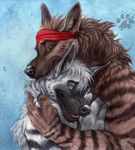  baja blotch brown_eyes canine duke gay green_eyes happy hug love male piercing smile stripes 