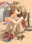  brown_eyes canine collar dog dog_ears doggirl doghouse female mammal shoes solo tail unknown_artist 
