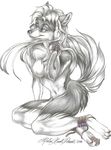  canine chest_tuft cute female kneeling nude shadowraine solo wolf 