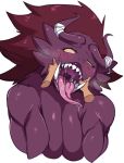  ambiguous_gender anthro blush breasts disembodied_hand female female/ambiguous fish_hooking helen_(lightsource) horn humanoid lightsource long_tongue muscular muscular_female oni open_mouth simple_background tongue tongue_out white_background 